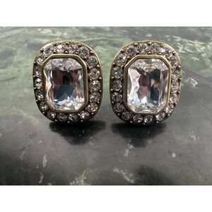 Vintage HEIDI DAUS "Tailored To Please" (Clear) Omega-Pierced Earrings